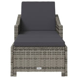 NNEVL Sun Lounger with Dark Grey Cushion Poly Rattan Grey