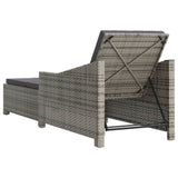 NNEVL Sun Lounger with Dark Grey Cushion Poly Rattan Grey