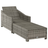 NNEVL Sun Lounger with Dark Grey Cushion Poly Rattan Grey