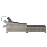 NNEVL Sun Lounger with Dark Grey Cushion Poly Rattan Grey