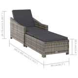 NNEVL Sun Lounger with Dark Grey Cushion Poly Rattan Grey