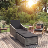 NNEVL Sun Lounger with Dark Grey Cushion Poly Rattan Grey