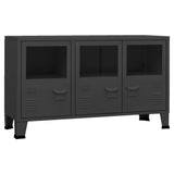 NNEVL Industrial Sideboard Black 105x35x62 cm Metal and Glass