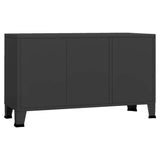 NNEVL Industrial Sideboard Black 105x35x62 cm Metal and Glass