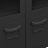 NNEVL Industrial Sideboard Black 105x35x62 cm Metal and Glass