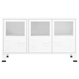 NNEVL Industrial Sideboard White 105x35x62 cm Metal and Glass