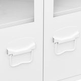 NNEVL Industrial Sideboard White 105x35x62 cm Metal and Glass