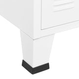 NNEVL Industrial Sideboard White 105x35x62 cm Metal and Glass