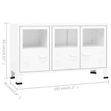 NNEVL Industrial Sideboard White 105x35x62 cm Metal and Glass