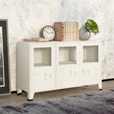NNEVL Industrial Sideboard White 105x35x62 cm Metal and Glass