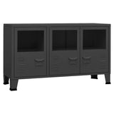 NNEVL Industrial Sideboard Anthracite 105x35x62 cm Metal and Glass