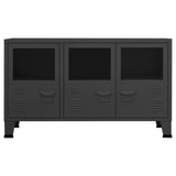 NNEVL Industrial Sideboard Anthracite 105x35x62 cm Metal and Glass