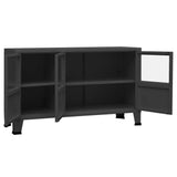 NNEVL Industrial Sideboard Anthracite 105x35x62 cm Metal and Glass