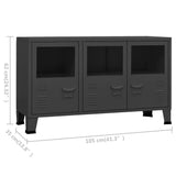 NNEVL Industrial Sideboard Anthracite 105x35x62 cm Metal and Glass