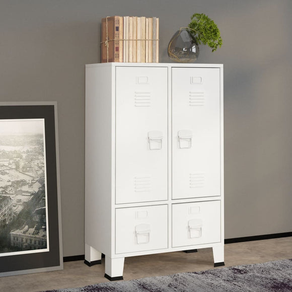 NNEVL Industrial Wardrobe White 67x35x107 cm Steel