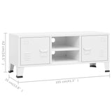 NNEVL Industrial TV Cabinet White 105x35x42 cm Metal