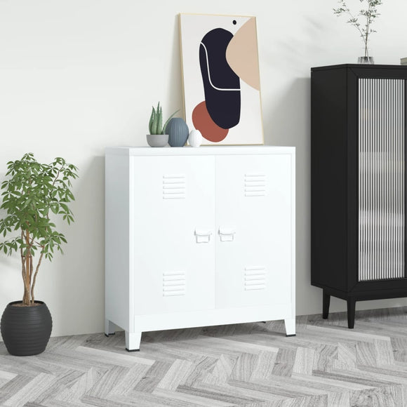 NNEVL Industrial Filing Cabinet White 90x40x100 cm Steel