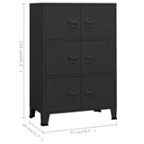 NNEVL Industrial Filing Cabinet Black 75x40x115 cm Metal