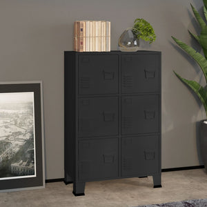 NNEVL Industrial Filing Cabinet Black 75x40x115 cm Metal