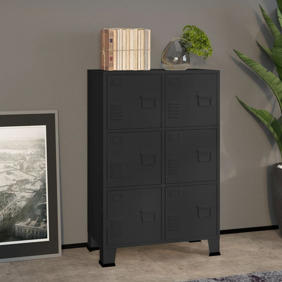 NNEVL Industrial Filing Cabinet Black 75x40x115 cm Metal