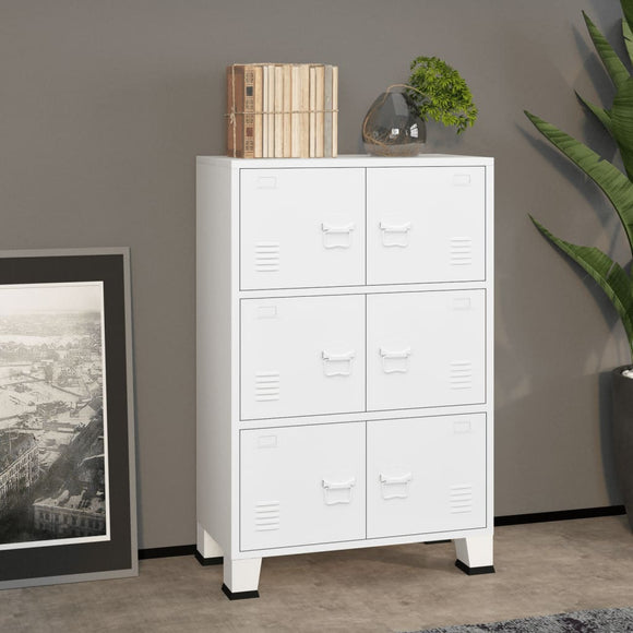 NNEVL Industrial Filing Cabinet White 75x40x115 cm Metal