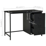 NNEVL Industrial Desk with Drawers Black 105x52x75 cm Steel