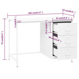NNEVL Industrial Desk with Drawers White 105x52x75 cm Steel