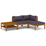 NNEVL 4 Piece Garden Lounge Set with Cushion Solid Acacia Wood