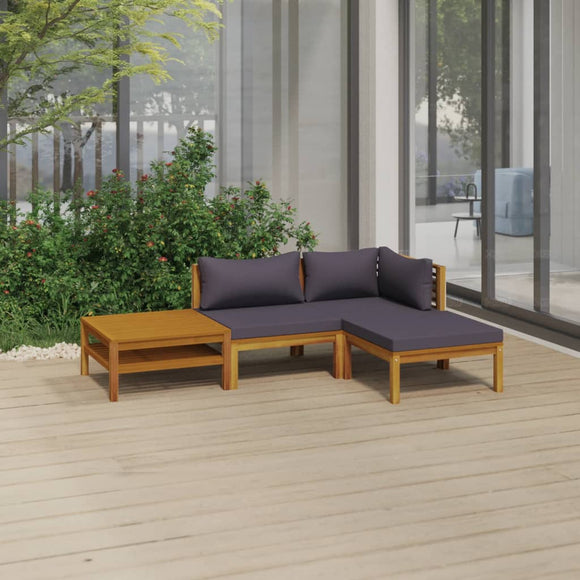 NNEVL 4 Piece Garden Lounge Set with Cushion Solid Acacia Wood