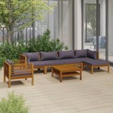 NNEVL 7 Piece Garden Lounge Set with Cushion Solid Acacia Wood