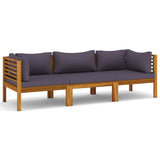 NNEVL 3-Seater Garden Sofa with Cushion Solid Acacia Wood