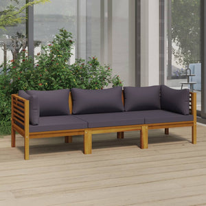 NNEVL 3-Seater Garden Sofa with Cushion Solid Acacia Wood