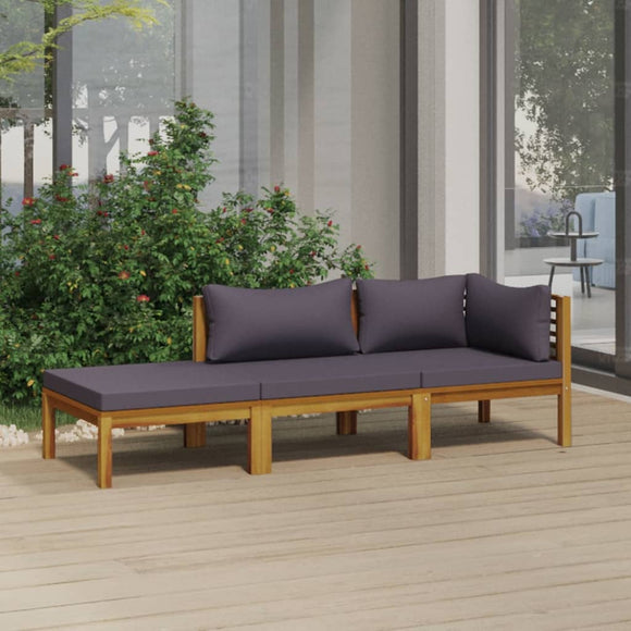 NNEVL 3 Piece Garden Lounge Set with Cushion Solid Acacia Wood