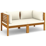 NNEVL 2-Seater Garden Sofa with Cream Cushions Solid Wood Acacia