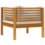 NNEVL 2-Seater Garden Sofa with Cream Cushions Solid Wood Acacia