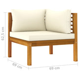 NNEVL 2-Seater Garden Sofa with Cream Cushions Solid Wood Acacia