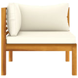 NNEVL 10 Piece Garden Lounge Set with Cream Cushion Solid Acacia Wood