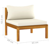 NNEVL 11 Piece Garden Lounge Set with Cream Cushion Solid Acacia Wood