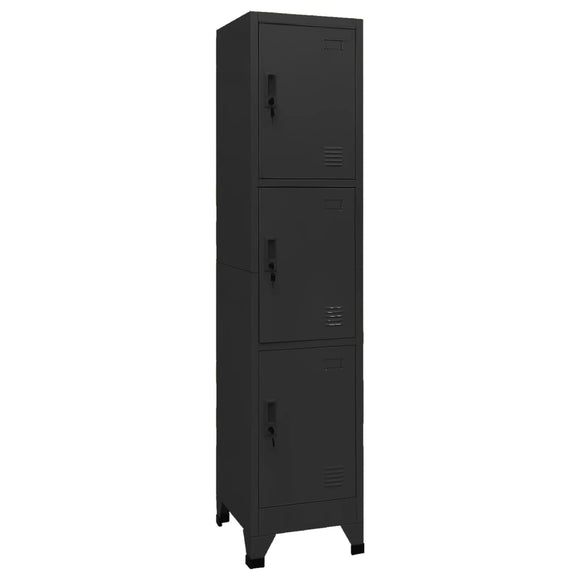 NNEVL Locker Cabinet Black 38x45x180 cm Steel