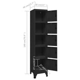 NNEVL Locker Cabinet Black 38x40x180 cm Steel