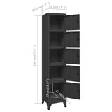NNEVL Locker Cabinet Anthracite 38x40x180 cm Steel