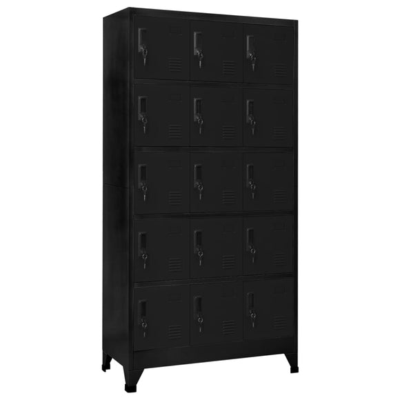 NNEVL Locker Cabinet Black 90x40x180 cm Steel