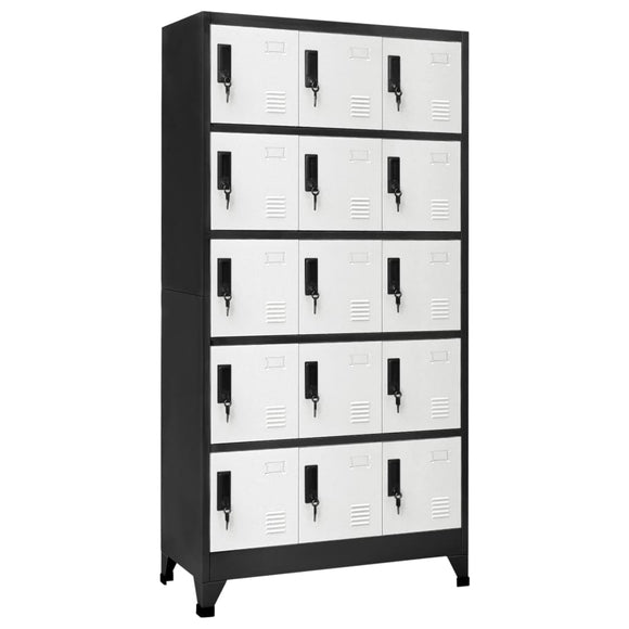 NNEVL Locker Cabinet Anthracite and White 90x40x180 cm Steel