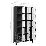 NNEVL Locker Cabinet Anthracite and White 90x40x180 cm Steel