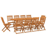 NNEVL 11 Piece Garden Dining Set Solid Wood Acacia