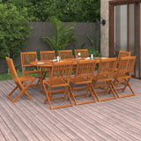 NNEVL 11 Piece Garden Dining Set Solid Wood Acacia