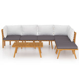 NNEVL 7 Piece Garden Lounge Set with Cushions Solid Wood Acacia