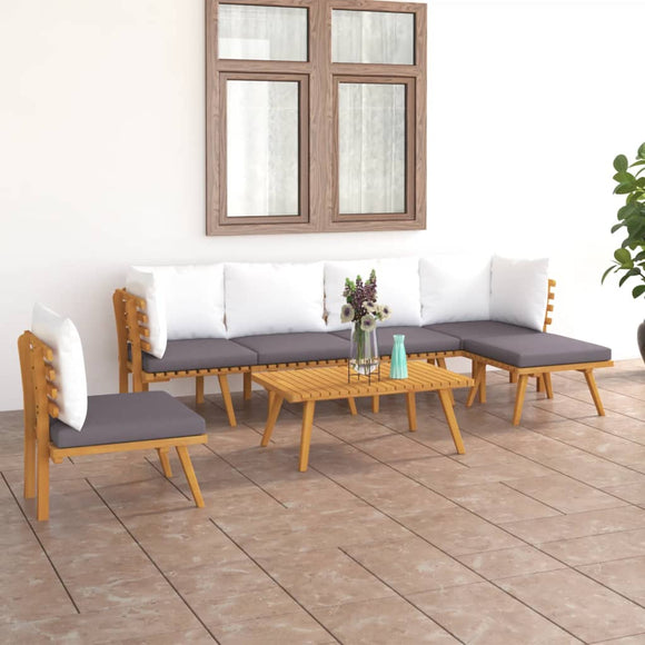 NNEVL 7 Piece Garden Lounge Set with Cushions Solid Wood Acacia