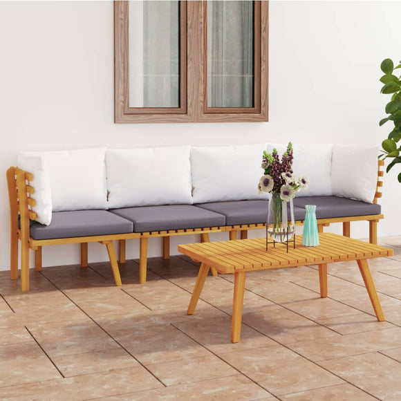 NNEVL 4 Piece Garden Lounge Set with Cushions Solid Acacia Wood
