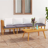 NNEVL 4 Piece Garden Lounge Set with Cushions Solid Acacia Wood